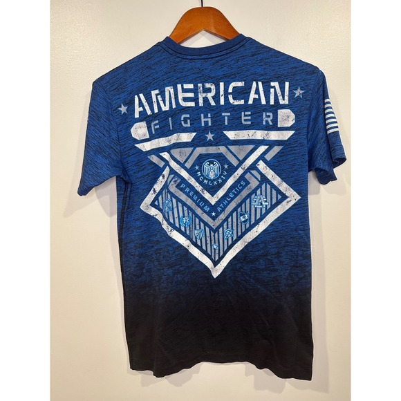 American Fighter Men's Blue Ombre Graphic T-Shirt Training Athletics Size S - Picture 2 of 4